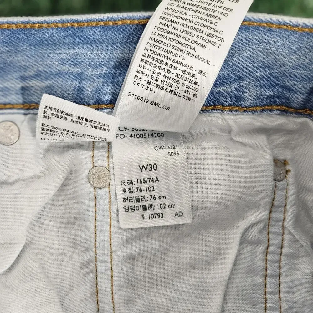 Levi's 501 Women Shorts W30(32) Blue Denim Cut Off Distressed Frayed Button Fly - Picture 9 of 13